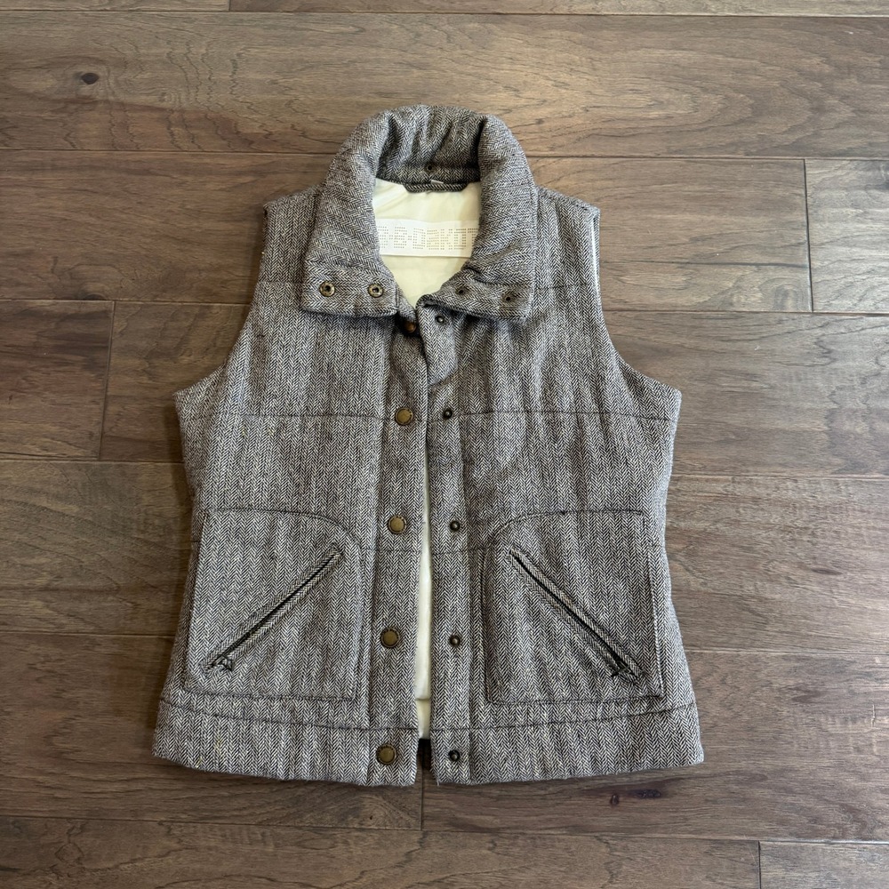 BB Dakota Womens Herringbone Puffer Vest‎ Brown Metallic Tweed BD41183WHI Small
